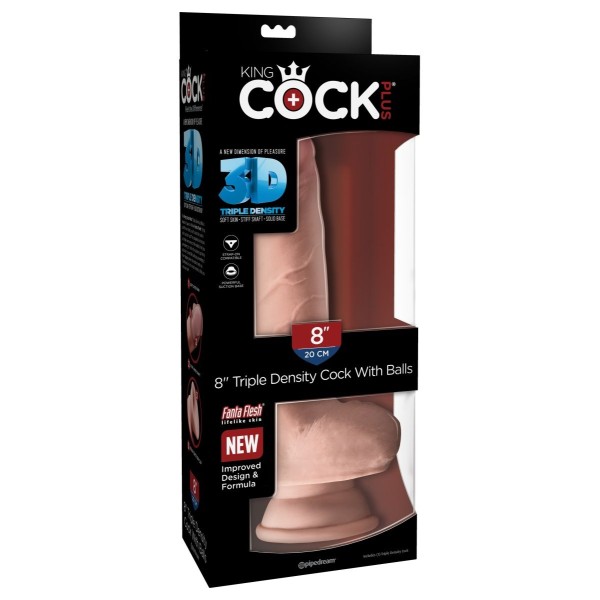 Телесный фаллоимитатор на присоске 8  Triple Density Fat Cock with Balls  - 24,1 см
