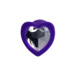 Фиолетовая анальная втулка Diamond Heart с прозрачным кристаллом - 7 см