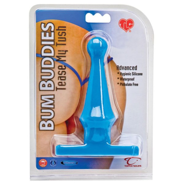 Голубая анальная пробка Bum Buddies Tease My Tush Advanced Silicone Anal Plug - 15 см