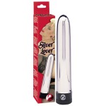 Серебристый классический вибратор Silver Lover - 19 см