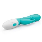 Зеленый вибратор с клиторальным зайчиком Leda - 20 см