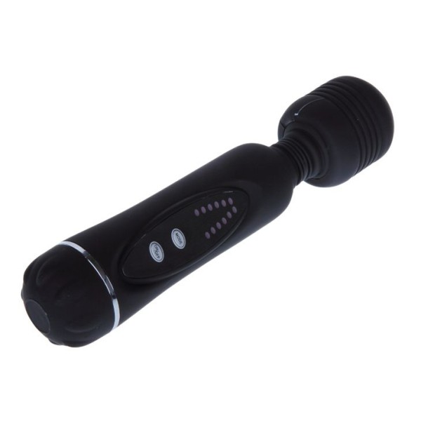Черный вибромассажер со сменными насадками Power Wand - 20,5 см