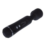 Черный вибромассажер со сменными насадками Power Wand - 20,5 см