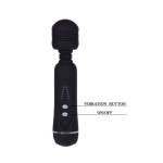 Черный вибромассажер со сменными насадками Power Wand - 20,5 см