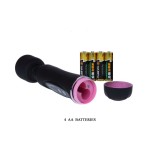 Черный вибромассажер со сменными насадками Power Wand - 20,5 см