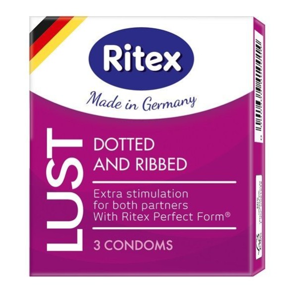 Рифленые презервативы RITEX LUST с пупырышками - 3 шт