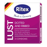 Рифленые презервативы RITEX LUST с пупырышками - 3 шт. Рифленые презервативы RITEX LUST с пупырышками - 3 шт.
