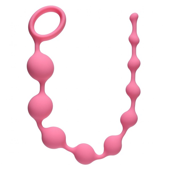 Розовая анальная цепочка Long Pleasure Chain - 35 см