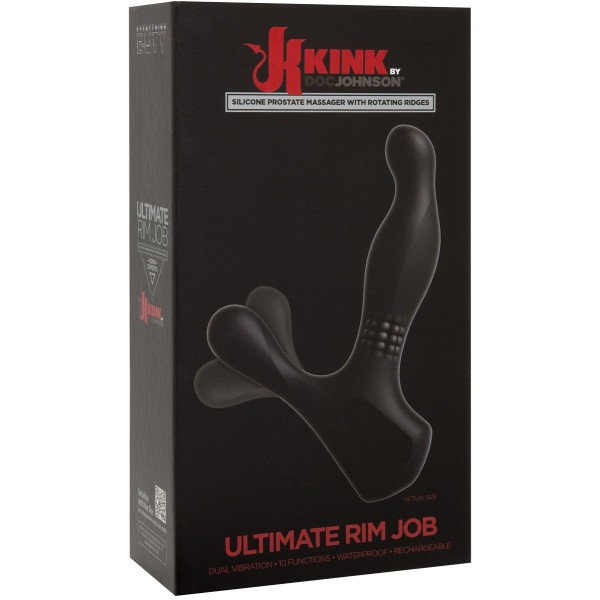 Черный вибромассажер простаты с функцией римминга Ultimate Rim Job - 13,9 см
