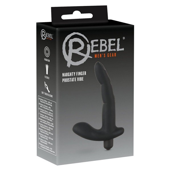 Черный вибромассажер простаты Naughty Finger Prostate Vibe - 13,8 см