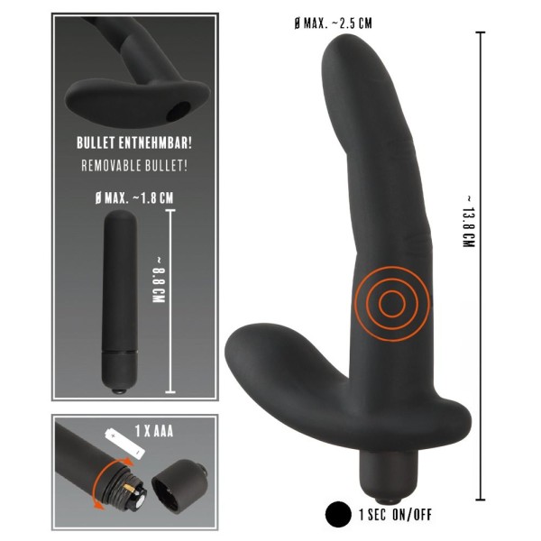 Черный вибромассажер простаты Naughty Finger Prostate Vibe - 13,8 см