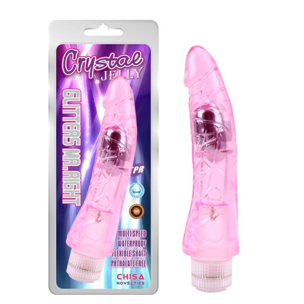 Розовый вибратор Glitters MrRight - 23 см
