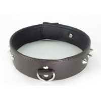 Коричневый кожаный ошейник с кольцом увеличенного размера Коричневый кожаный ошейник с кольцом увеличенного размера