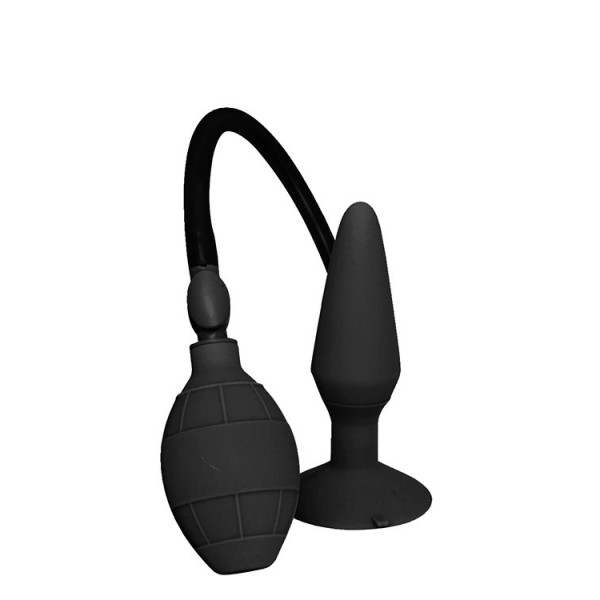 Чёрная анальная втулка с функцией расширения MENZSTUFF LARGE INFLATABLE PLUG - 14,5 см
