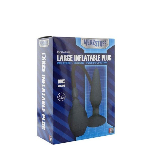 Чёрная анальная втулка с функцией расширения MENZSTUFF LARGE INFLATABLE PLUG - 14,5 см