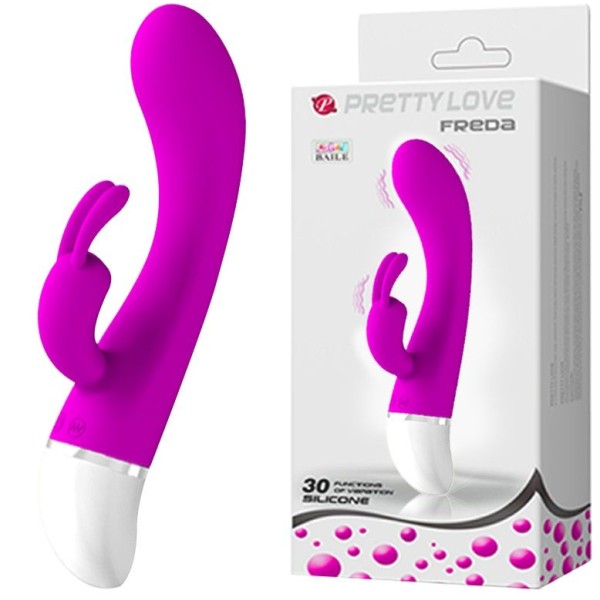 Лиловый G-вибратор Freda с зайчиком - 18,9 см