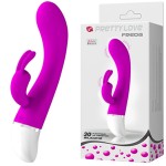 Лиловый G-вибратор Freda с зайчиком - 18,9 см