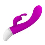 Лиловый G-вибратор Freda с зайчиком - 18,9 см