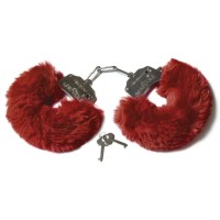 Шикарные бордовые меховые наручники с ключиками Шикарные бордовые меховые наручники с ключиками