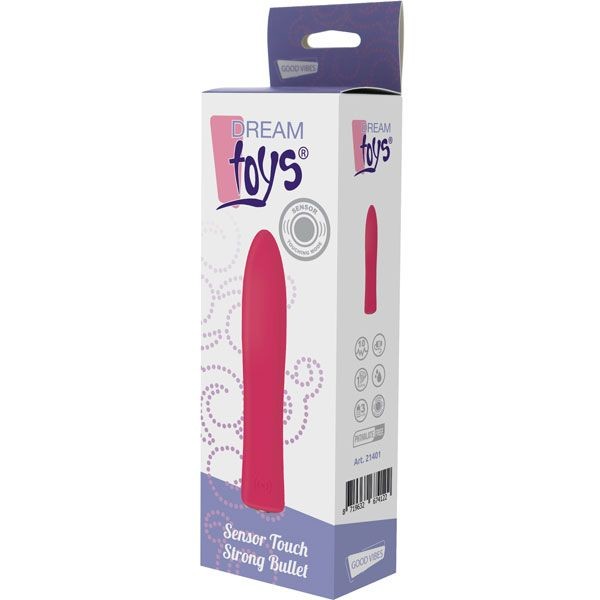 Розовая вибропуля SENSOR TOUCH BULLET - 12 см