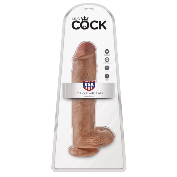 Фалоимитатор-мулат на присоске 11  Cock with Balls - 28 см