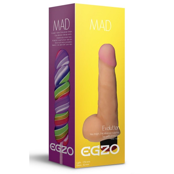 Телесный реалистичный мультискоростной вибратор Mad Lollipop - 17,6 см