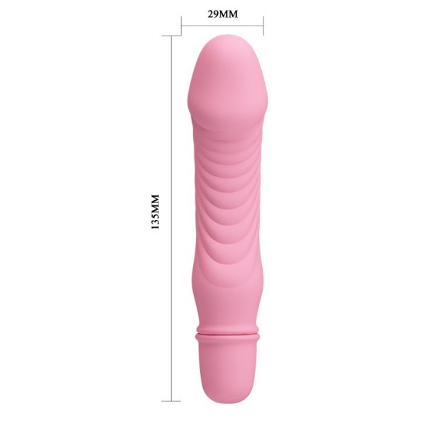 Нежно-розовый мини-вибратор Stev -13,5 см