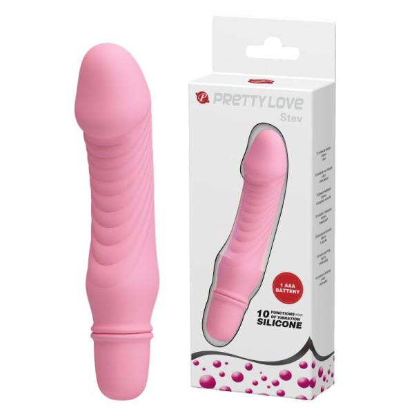 Нежно-розовый мини-вибратор Stev -13,5 см