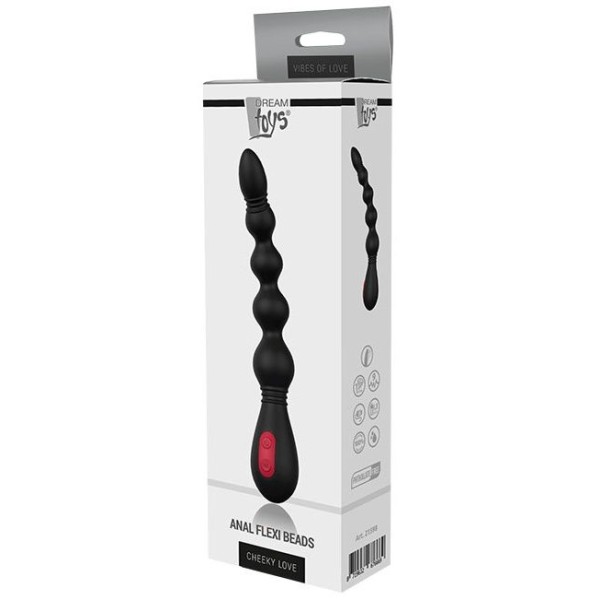 Черный вибромассажер для анальной стимуляции ANAL FLEXI BEADS - 21 см