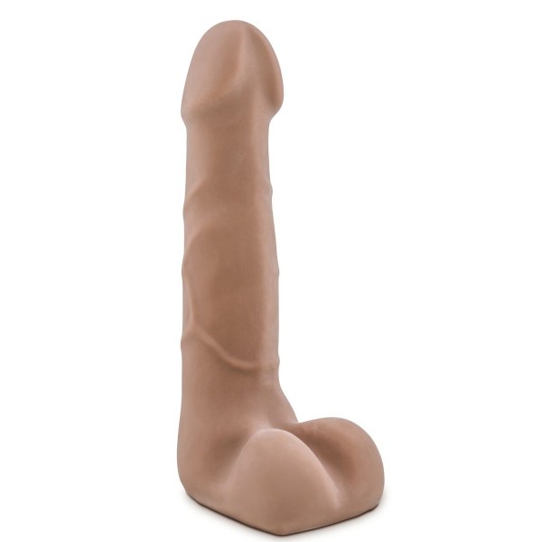 Кофейный фаллоимитатор с мошонкой Suave - 17,78 см