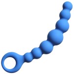 Синяя упругая анальная цепочка Flexible Wand - 18 см