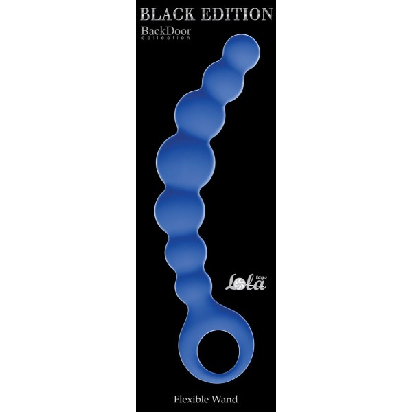 Синяя упругая анальная цепочка Flexible Wand - 18 см