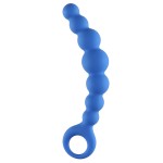 Синяя упругая анальная цепочка Flexible Wand - 18 см