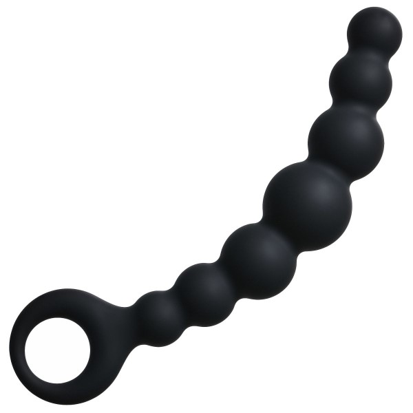 Чёрная упругая анальная цепочка Flexible Wand - 18 см