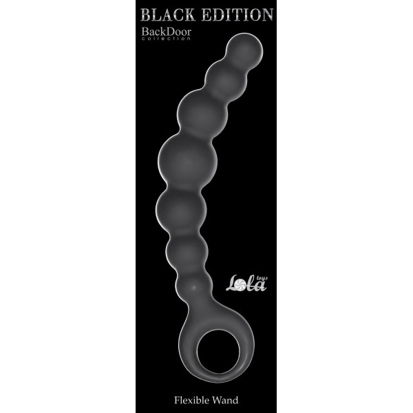 Чёрная упругая анальная цепочка Flexible Wand - 18 см
