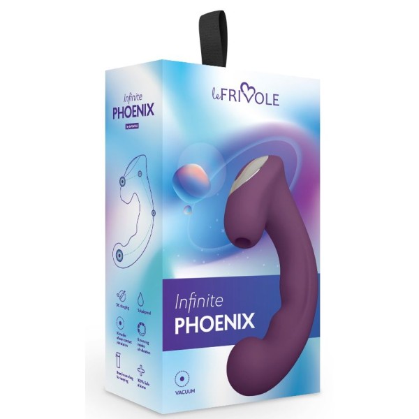 Фиолетовый вибратор Phoenix с вакуумной стимуляцией клитора - 18 см