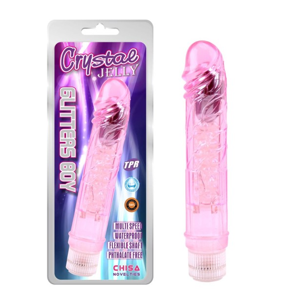 Розовый вибратор Glitters Boy - 26,5 см