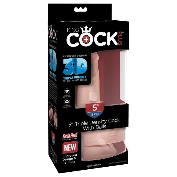 Телесный фаллоимитатор на присоске 5  Triple Density Cock with Balls - 17,78 см