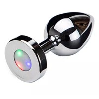 Серебристая анальная втулка со светодиодами - 8,7 см. Серебристая анальная втулка со светодиодами - 8,7 см.