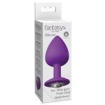 Фиолетовая анальная пробка со стразом Her Little Gem Large Plug - 9,5 см