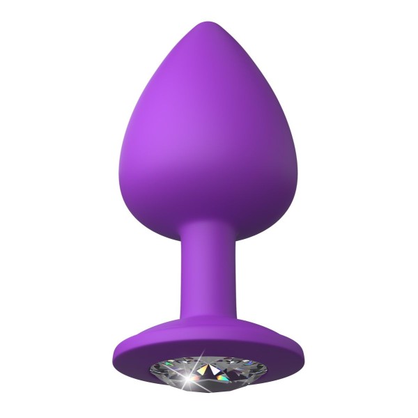 Фиолетовая анальная пробка со стразом Her Little Gem Large Plug - 9,5 см