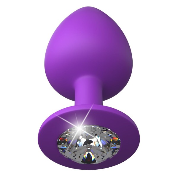 Фиолетовая анальная пробка со стразом Her Little Gem Large Plug - 9,5 см