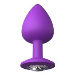Фиолетовая анальная пробка со стразом Her Little Gem Large Plug - 9,5 см