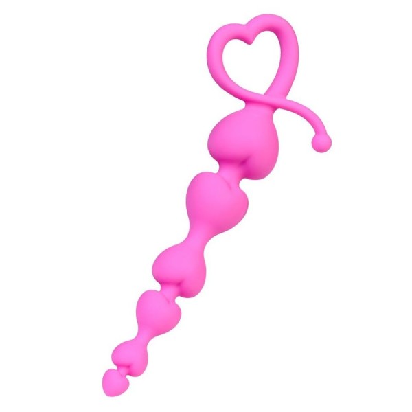 Розовая силиконовая анальная цепочка Sweety - 18,5 см