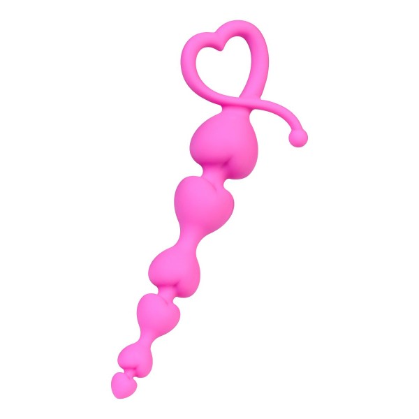 Розовая силиконовая анальная цепочка Sweety - 18,5 см