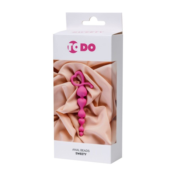 Розовая силиконовая анальная цепочка Sweety - 18,5 см