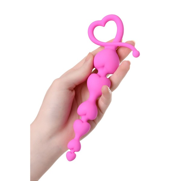 Розовая силиконовая анальная цепочка Sweety - 18,5 см