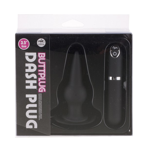 Черная вибровтулка Dash Butt Plug With Mini Controller III - 9 см