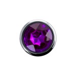 Серебристая анальная пробка с фиолетовым кристаллом - 9,5 см