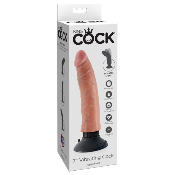 Вибромассажер телесного цвета 7  Vibrating Cock - 20 см
